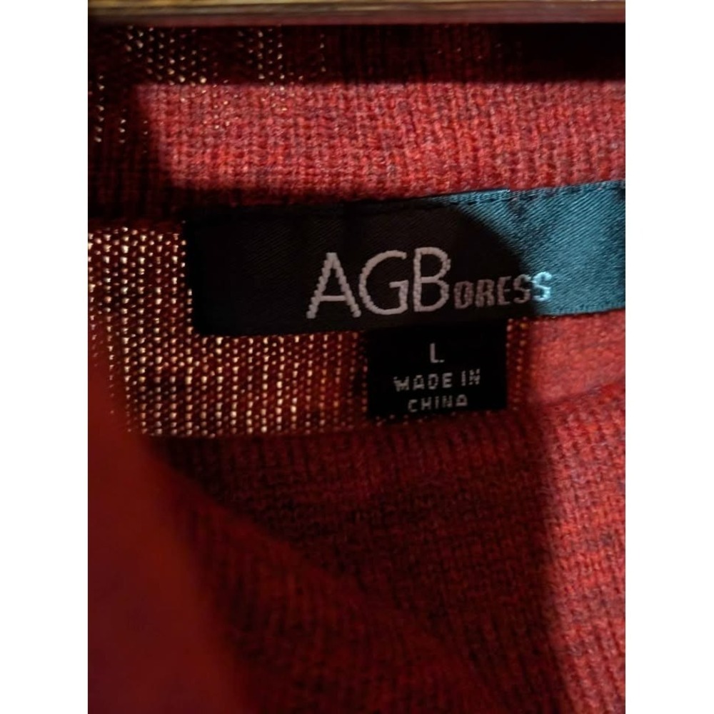 AGB Dress Women's Sweater Dress Size M Cowl Neck 3/4 Sleeve Rust Orange - Picture 3 of 9